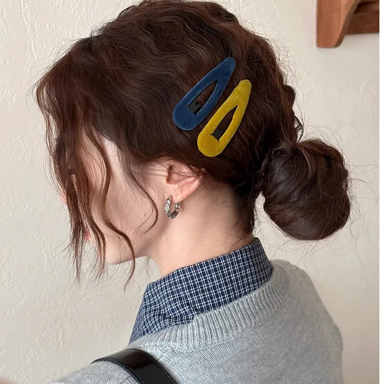 韩系简约水滴丝绒发夹女2025新款前额刘海碎发夹侧边百搭bb夹发饰