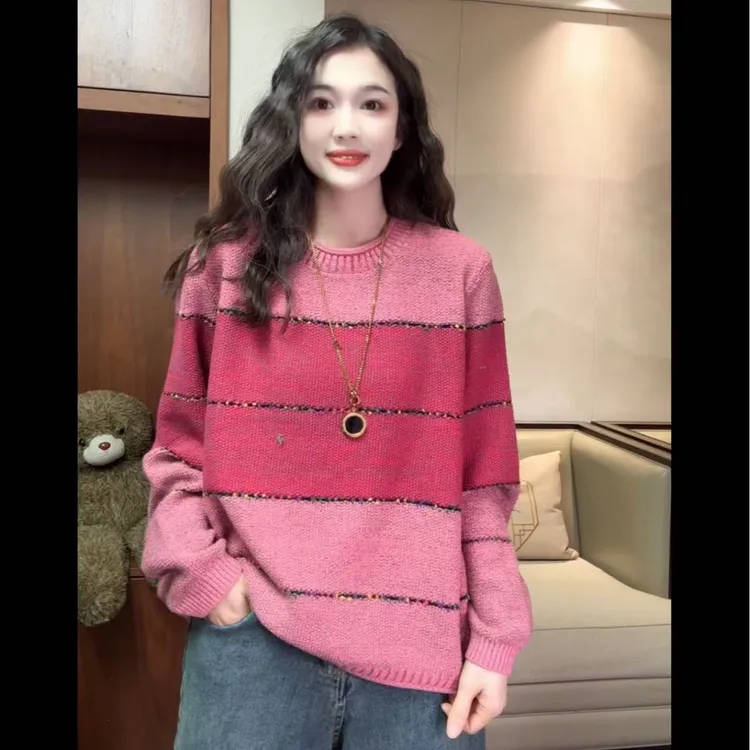 8788秋冬款圆领韩系棉线针织衫