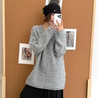 【逸语服饰】2025秋季韩版软糯镂空宽松圆领长袖针织套头百搭毛衣女