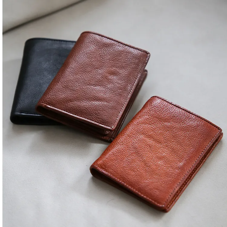 高级感男士短款钱包植鞣复古两折驾照行驶证零钱包银行卡包零钱夹
