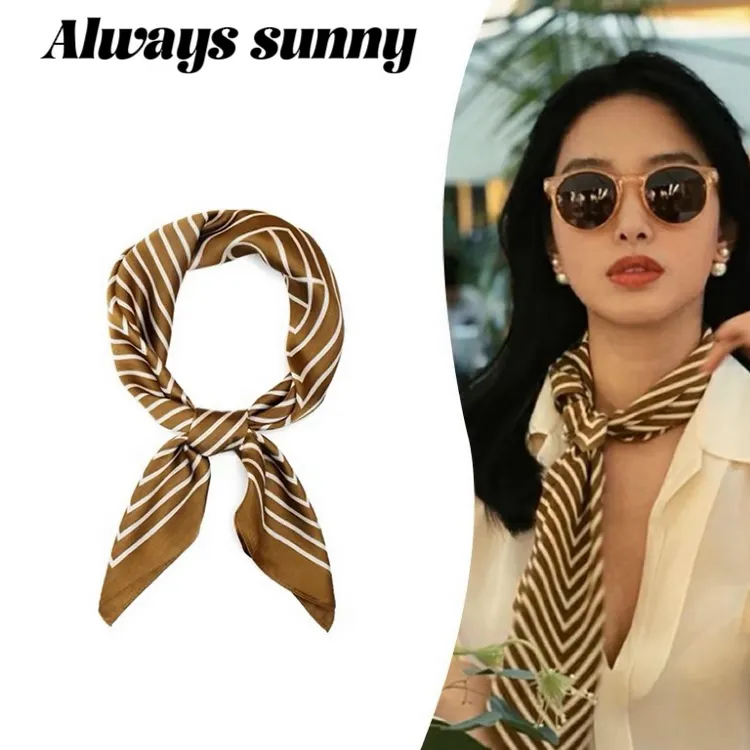 25S 杨采钰同款条纹丝巾小方巾百搭西装时尚法式ins发带领巾