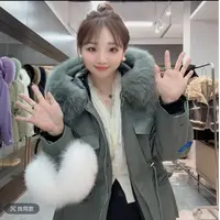 【小不点】秋冬新款连帽派克服中长款加厚狐狸毛百搭外套