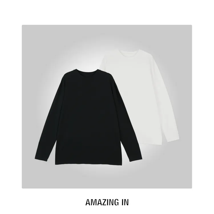 AMAZING IN | 虫咬T | 宽松休闲长袖圆领T恤A251214-AI5CDTL10527
