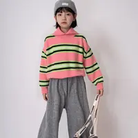 8018高端专享女宝冬季毛衣条纹粉