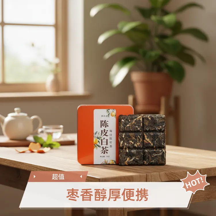御磻溪陈皮白茶小方片福鼎贡眉老白茶可焖泡煮便携果香白茶枣香
