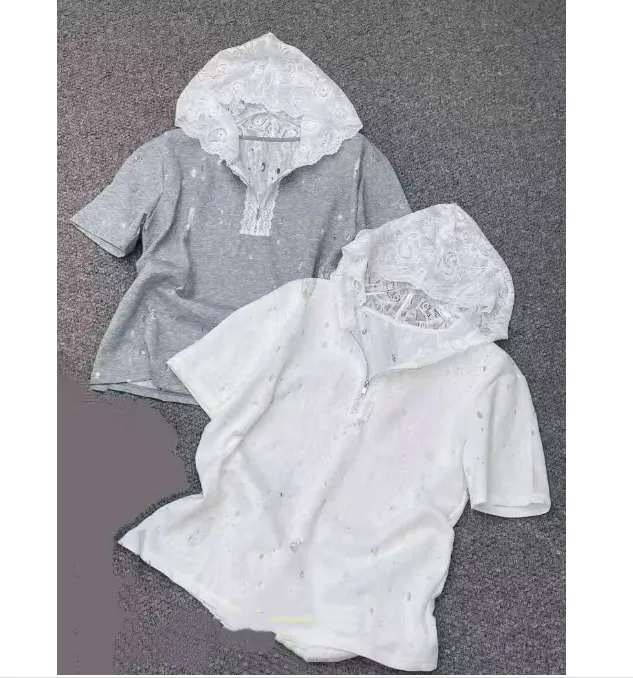 熙薇【羞羞少女】2025春季新款时尚气质蕾丝休闲帽衫H1753