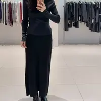 半身裙-135B354009艾家百搭显瘦针织开叉长裙