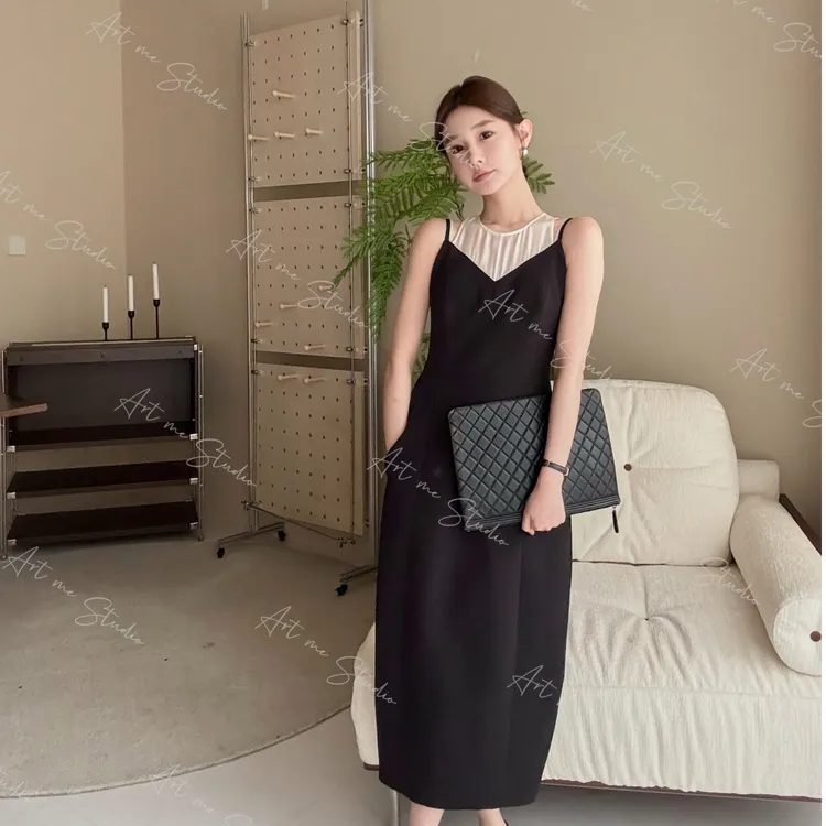 赫本风优雅女神裙醋酸轻熟风显瘦轻礼服假两件连衣裙w1327j2