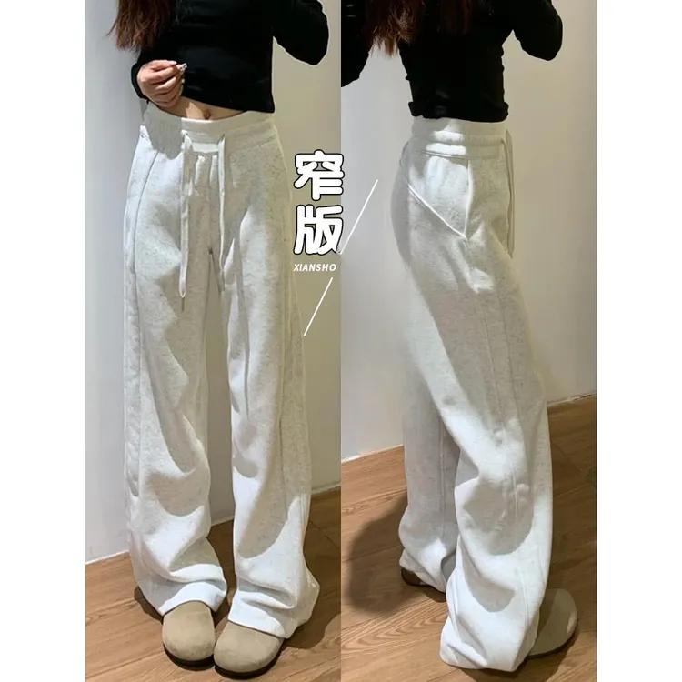 窄版运动裤女春秋夏2025新款高腰显瘦小个子阔腿休闲美式卫裤休闲