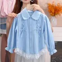 【皇室童缘】2025秋季女童时尚洋气蓝色衬衣17730234004