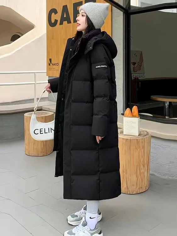 棉衣女加长款过膝2025年新款冬季棉袄加厚韩版宽松连帽棉服外套