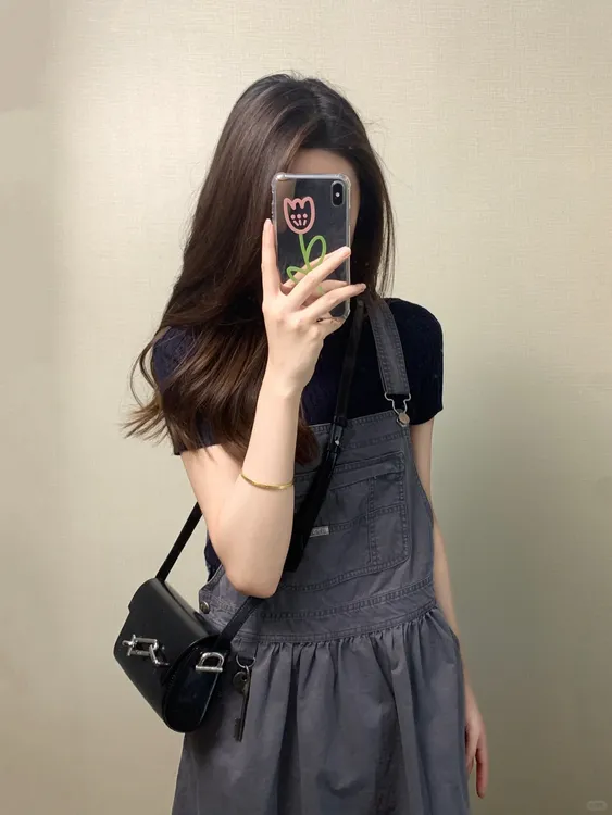 2025夏季新款韩系慵懒风复古休闲文艺宽松显瘦百搭T恤背带裙套装