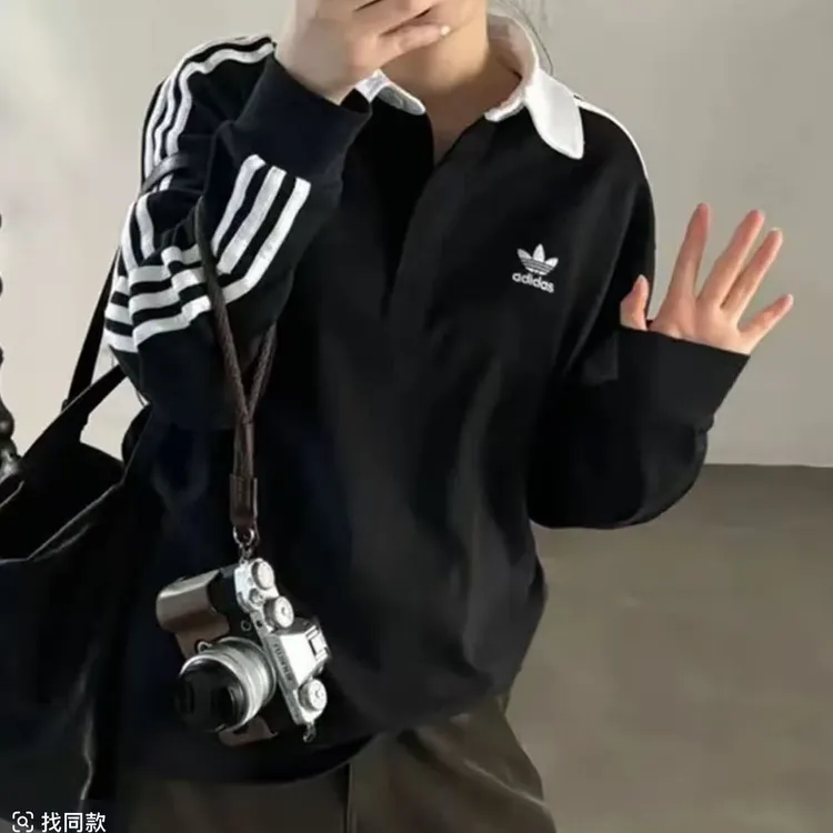 adidas/阿迪达斯男款 复古穿搭纯棉美式运动长袖POLO衫 IZ4806