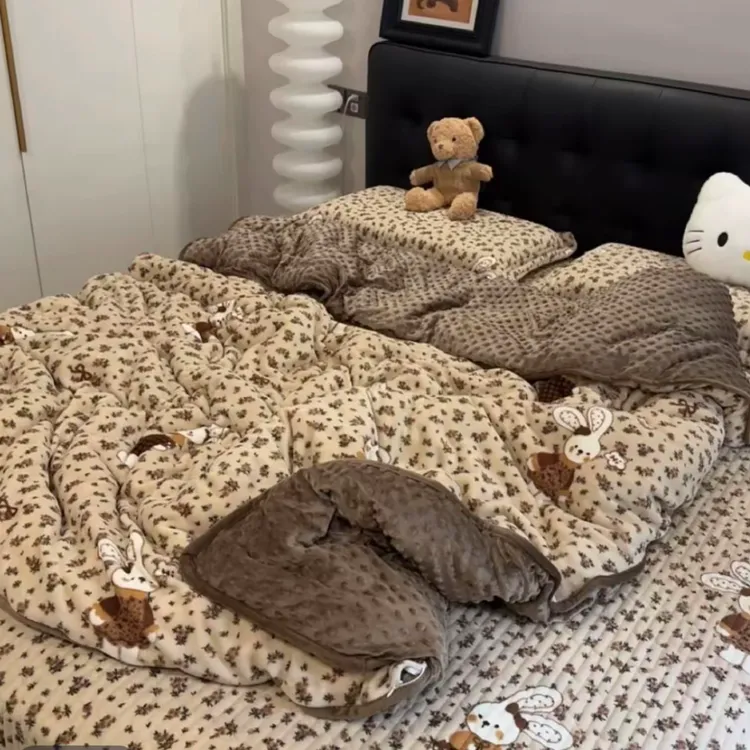 星洋&牛奶绒床盖豆豆绒四件套AQ