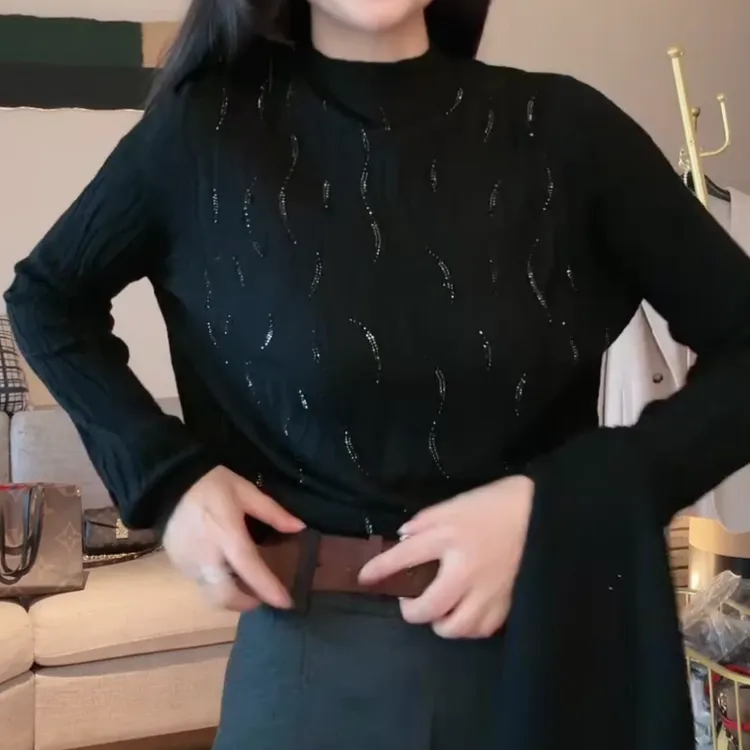 秋冬新款纹理感半高领针织打底衫LK2508873