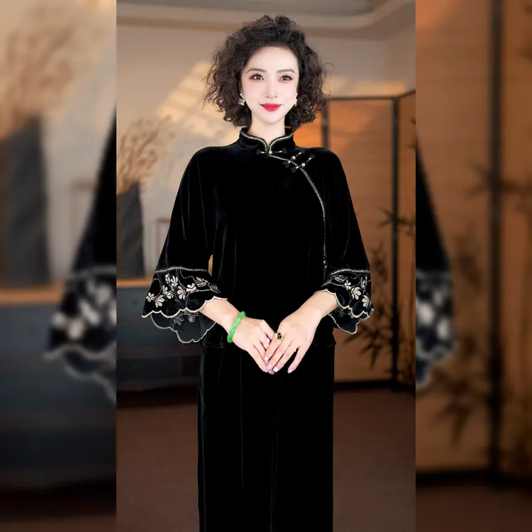 新中式国风丝绒上衣LYGSY1691