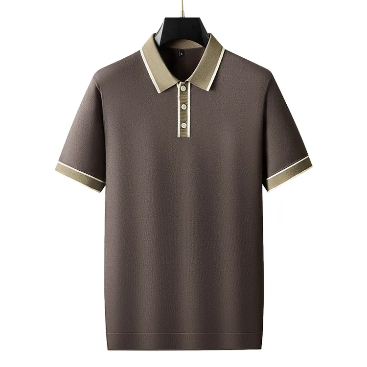 男士时尚翻领大码百搭轻奢透气潮流秋冬商务休闲短袖针织POLO衫FP