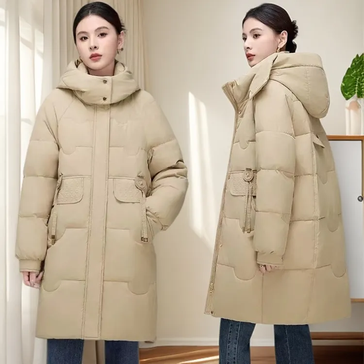 2025冬季新款羽绒服女中长款韩版时尚宽松保暖外套