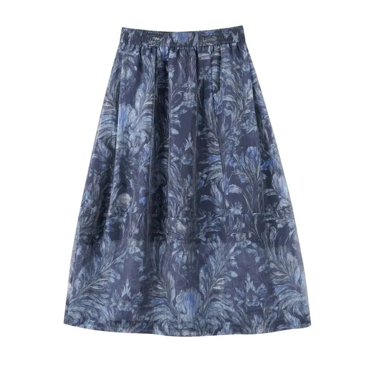 芮初3309【凉感碎花花苞裙】夏季款韩版女士气质A字印花半身裙