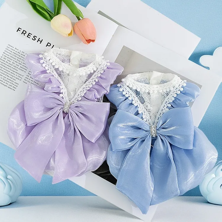 嬉皮狗春夏季狗狗流光大结裙子猫咪公主风连衣裙狗泰迪宠物衣服