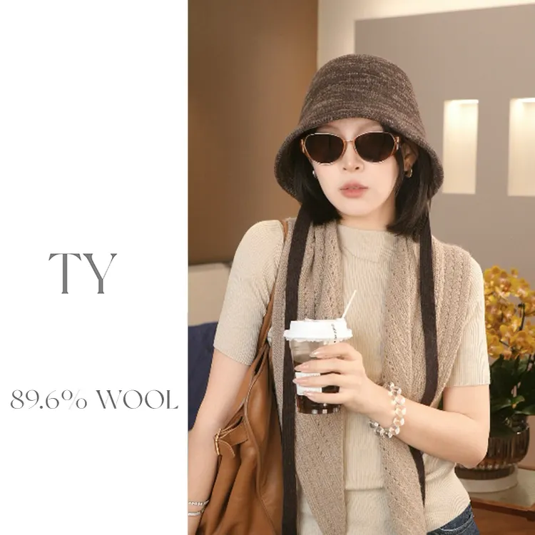 太一 高定秋冬针织羊毛后开叉渔夫帽女时尚显脸小盆帽