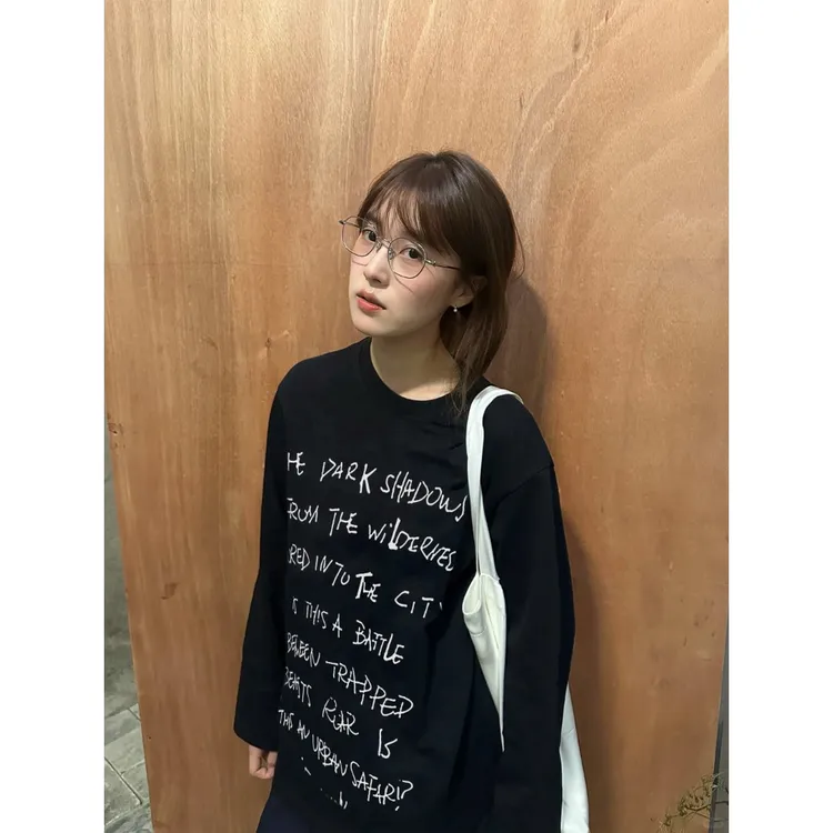 YWBY早秋新款韩版宽松纯棉长袖t恤女时尚潮流百搭慵懒风情侣上衣