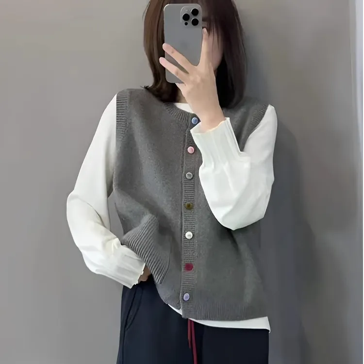 慵懒风无袖针织马甲女款2025春秋新款宽松小个子叠穿内搭外穿上衣