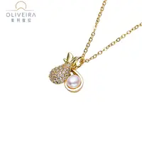 全新未使用  法国奥利维拉钱袋子珍珠吊坠