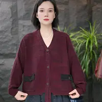 FF毛衫V领短款毛针织衫长袖针织宽松常规款针织衫上衣复古秋季