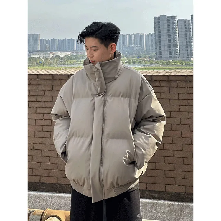 美式PU皮立领棉衣男款冬季加厚保暖短款休闲外套潮流痞帅休闲上衣