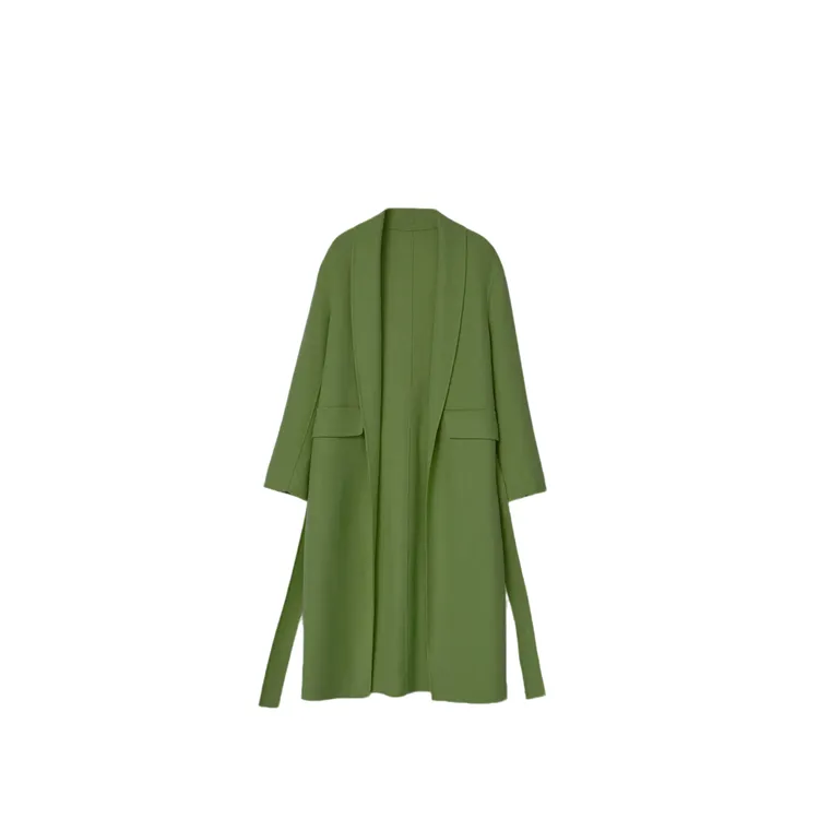 【竹隐】韩版气质显瘦双面尼宽松羊毛大衣长款秋冬女款通勤毛呢外套