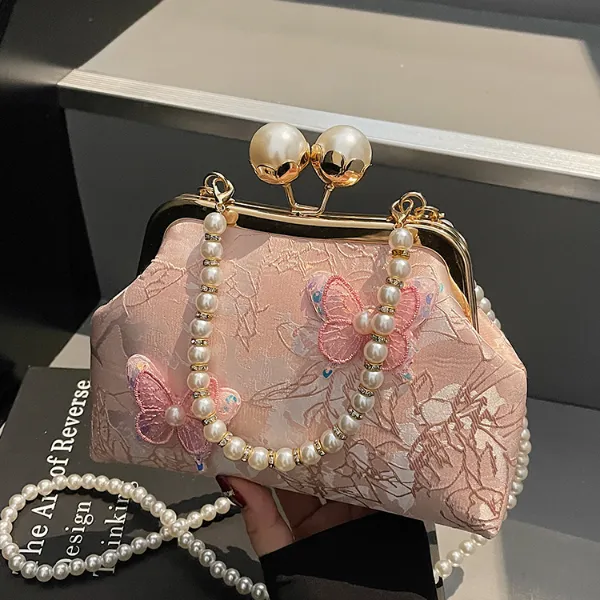 新中式国风珍珠手提小拎包女式2025新款时尚刺绣单肩包蝴蝶斜挎包