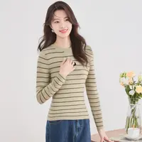秋冬上新100%山羊绒条纹气质百搭女式羊绒衫25DAK1176