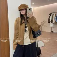 【吃不饱饱】大码 南法阳光 短款麂皮美拉德夹克高级感外套5551