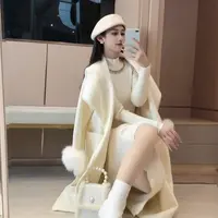 艾日秀韩版2025秋冬新款老钱风气质珍珠翻领外套长款大衣女E6963