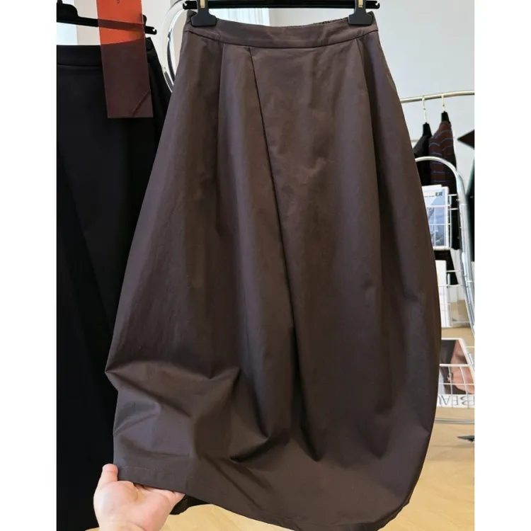 高级感独特别致高腰绝美巨好看的高腰工装半身裙女秋季花边裙长裙