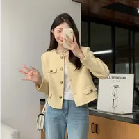 黄色短款小香风外套女2025年春季新款高级感宽松百搭上衣夹克