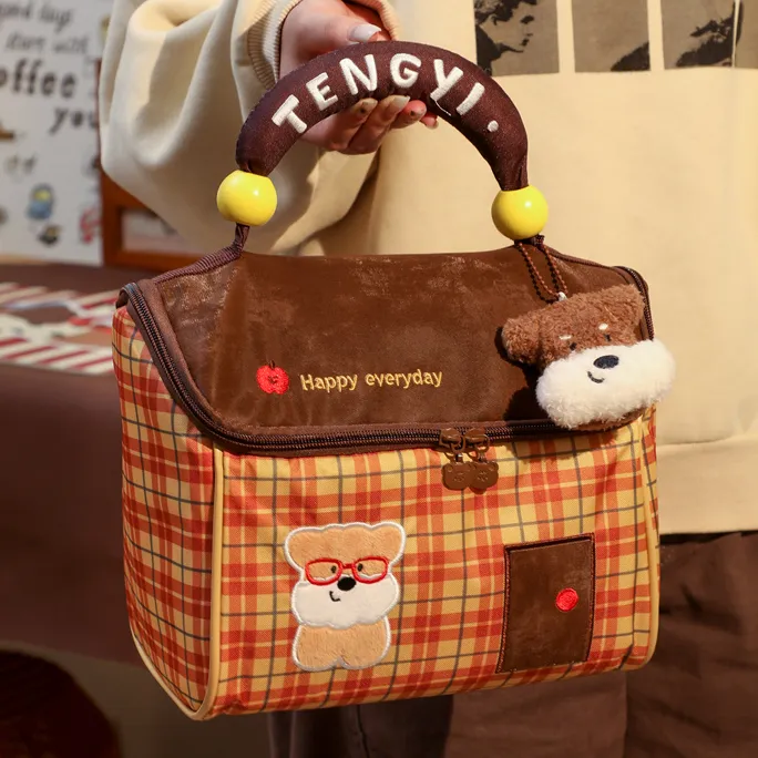 复古云朵手提便当包铝箔加厚防水保温饭盒袋学生儿童上班早餐饭包