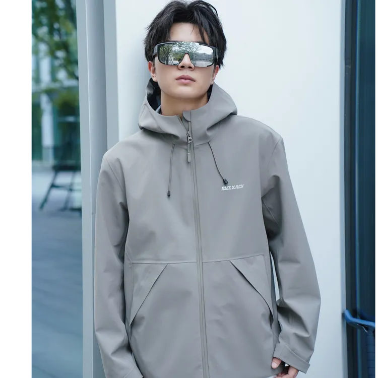 puzxrry户外骑行露营轻薄透气防风防污防泼水连帽冲锋衣p61cj006