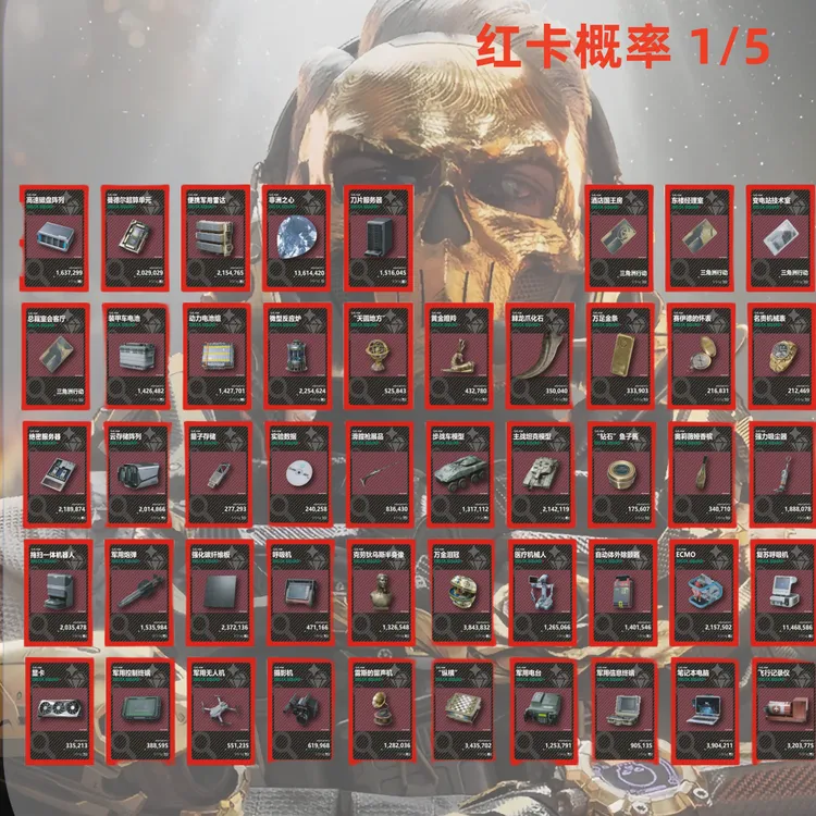 三角洲收藏卡（5包25张）保底1200W 纯绿跑刀 封号 包赔