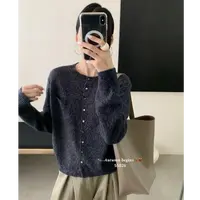 【墨灰色】多色小扣子宽松开衫长袖显瘦百搭针织衫女毛衣