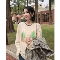 Aixiaomei/爱小美【美式隐藏款】复古长袖圆领宽松卡通T恤SY-2860