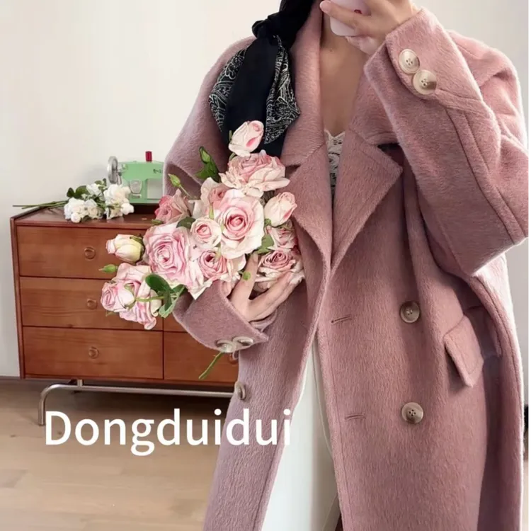 JollySpace2025新宽松长款绵羊毛大衣秋冬时尚气质轻奢6802