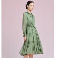 【晨粉专享价】初秋法式优雅洋装百褶显瘦气质连衣裙女