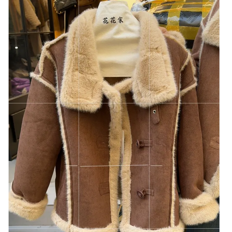 （花花家）热卖新款加厚加毛厚外套女