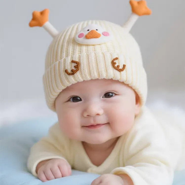 婴儿帽子秋冬季宝宝毛线帽针织帽冬季加厚保暖防风护耳帽婴幼儿帽