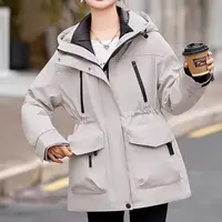 韩版连帽加厚棉服女收腰显瘦2024年冬季新款户外冲锋衣外套8615