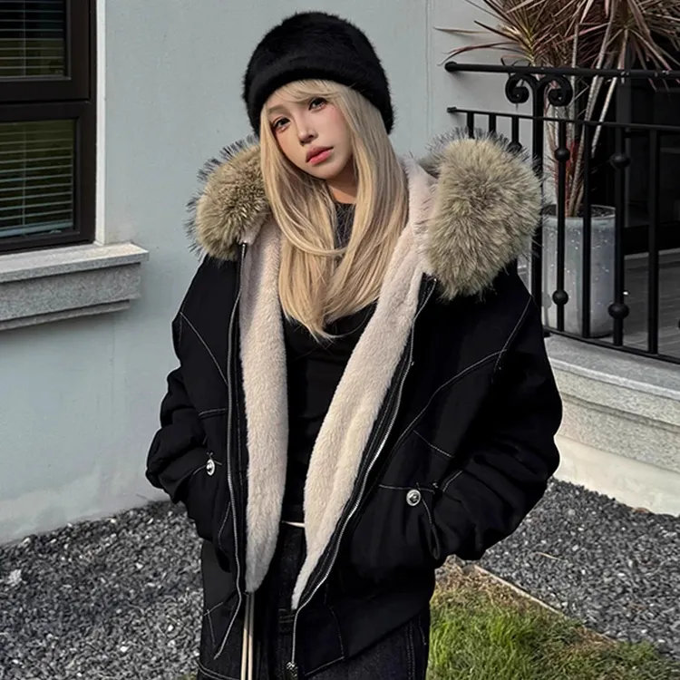 美式复古座山雕冬装派克棉服女款2025新款加厚棉袄工装外套#WY53