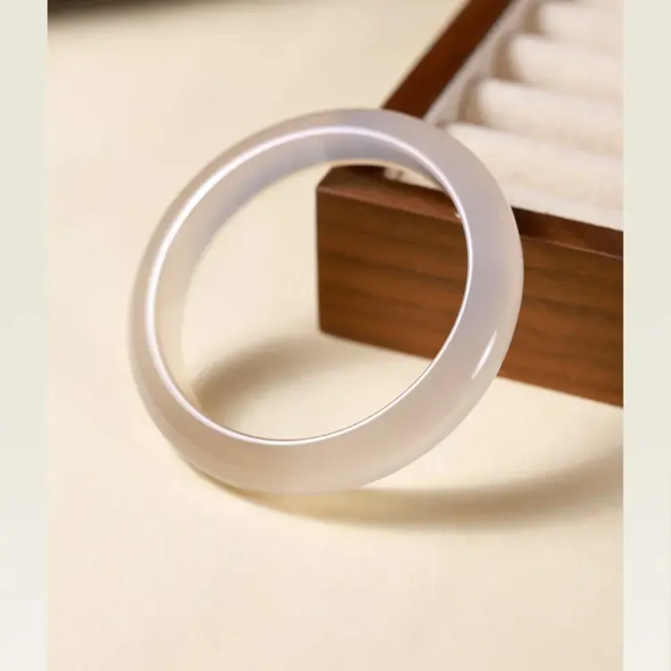 【大石代珠宝】香槟金白月光手镯天然冰透玉石百搭国风女士单圈