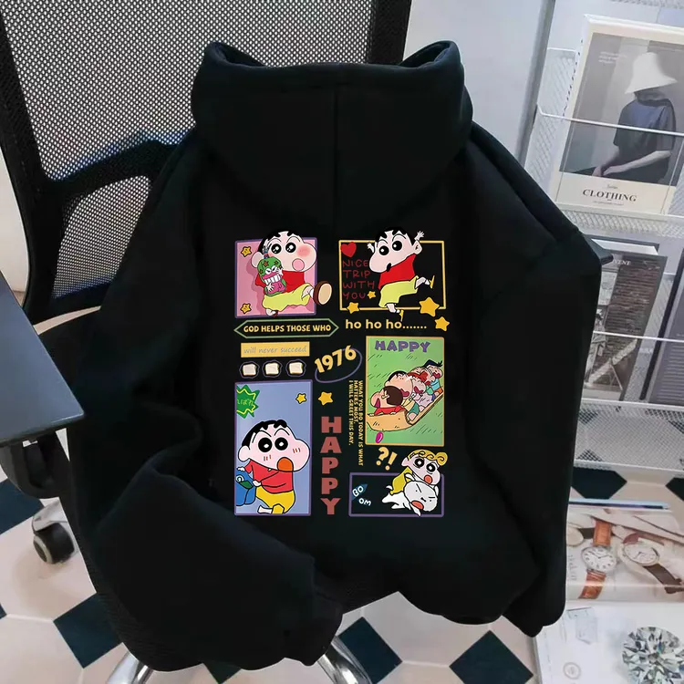 重磅加绒加厚连帽卫衣宽松男女同款跳舞小新新款潮牌宽松长袖外套